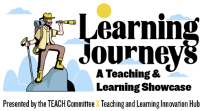 Learning Journeys Teaching and Learning Showcase Logo of an explorer atop a mountain