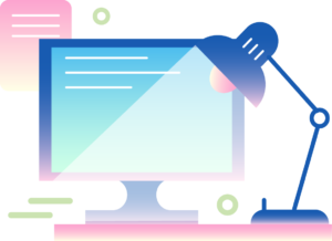 Desktop and lamp