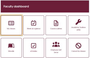 A screenshot of the my classes button in the mycambrian dashboard.