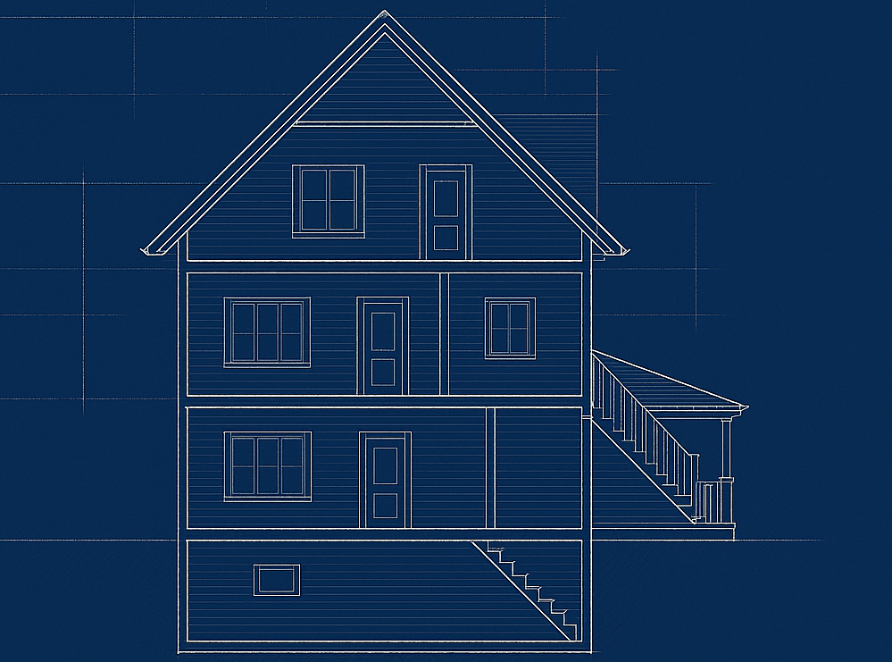 blueprint of a house with four floors